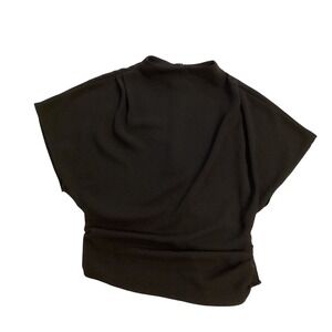 H M Black Mock Neck Dolman Sleeve Ruched Detail Blouse Top Women